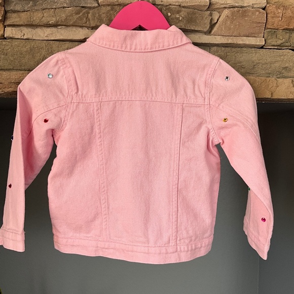 Mud Pie Pink Jewel Denim Jacket Birthday Party Faux Rhinestones 4T-5T - Picture 4 of 7